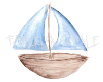 340x270 Sailboat Watercolor Etsy