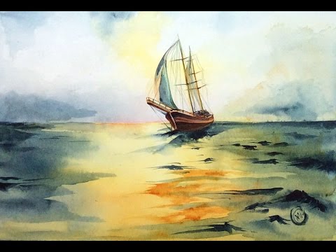 480x360 Watercolor Sailboat