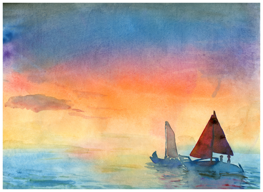 900x657 Watercolor Sailboat By Loomcomics