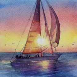 250x250 Watercolor Sailboats