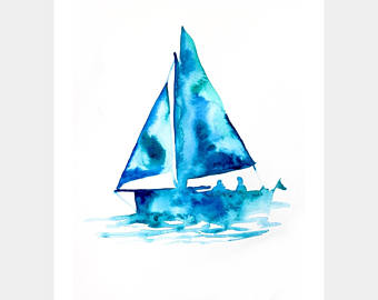 340x270 Watercolor Sailboat Etsy