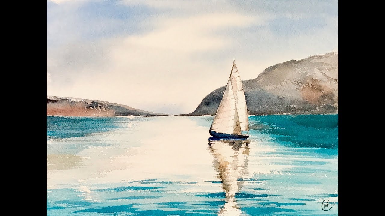 1280x720 Easy Watercolor Sailboat Painting