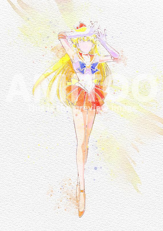 570x806 Sailor Moon Watercolor, Sailor Venus, Sailor Moon Print, Sailor