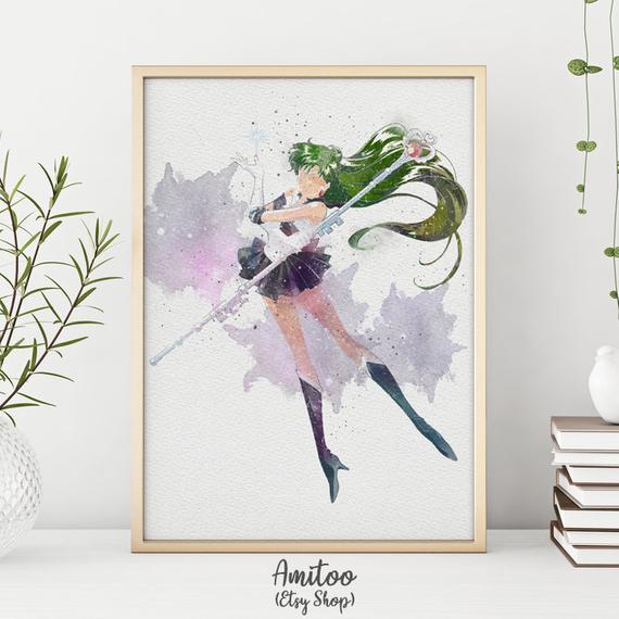 570x570 Sailor Moon Watercolor Sailor Pluto Sailor Moon Print Etsy