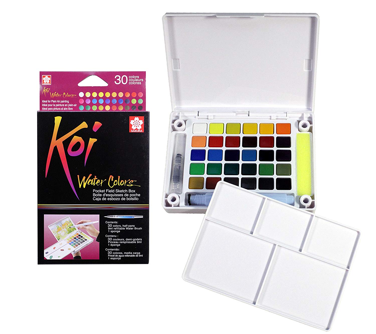 1500x1334 Sakura Koi Watercolour Pocket Field Sketch Box 30 Colours Assorted
