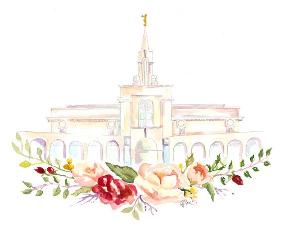 570x468 Print Of My Original Bountiful Temple Watercolor. Digitally