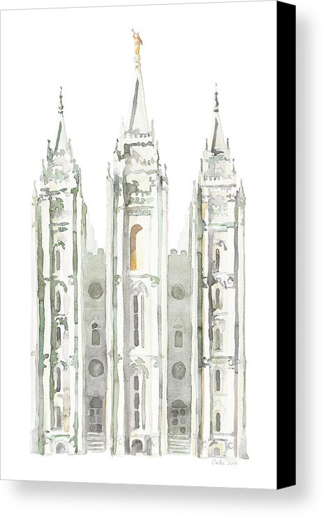 463x740 Salt Lake City Temple Watercolor, Gray Canvas Print Canvas Art