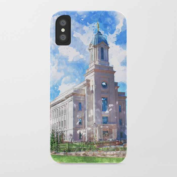 700x700 Cedar City Lds Temple Watercolor Iphone Case By Melodyrosemedia