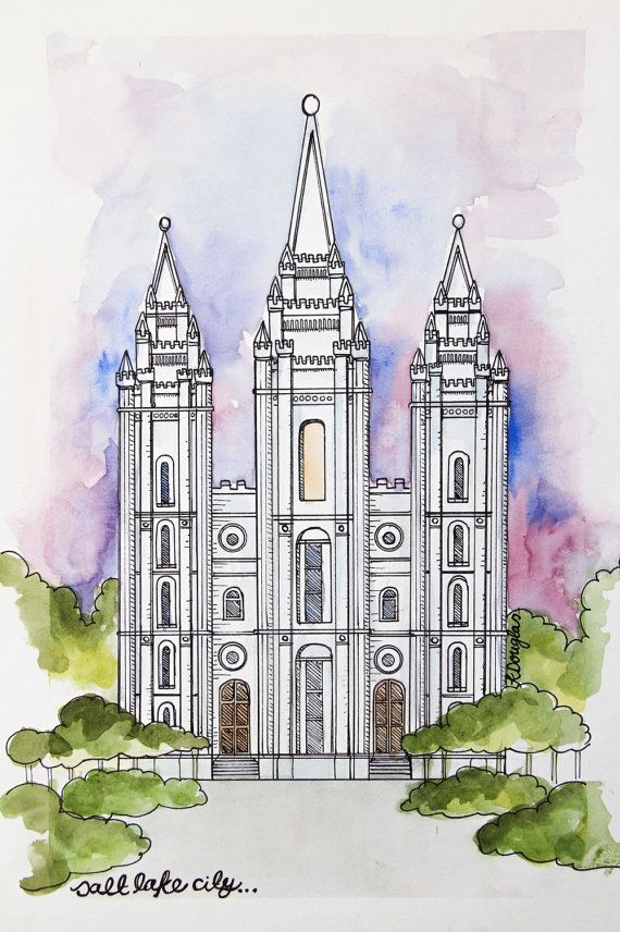 570x856 Salt Lake City Temple Watercolor Print By Kristindouglasart