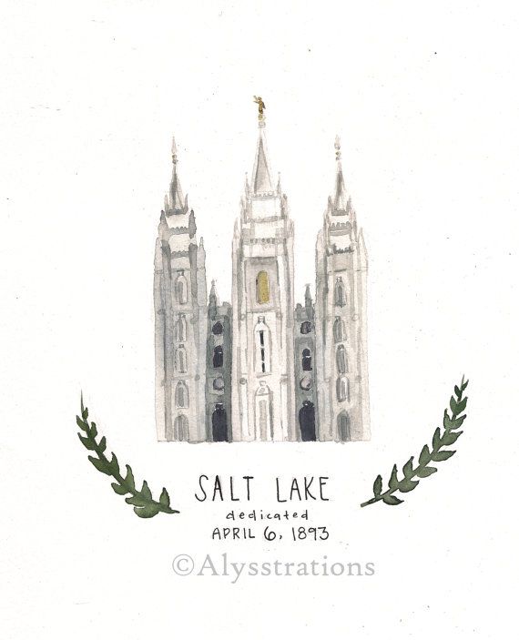 570x703 Salt Lake Lds Temple Watercolor Original Painting By Alysstration