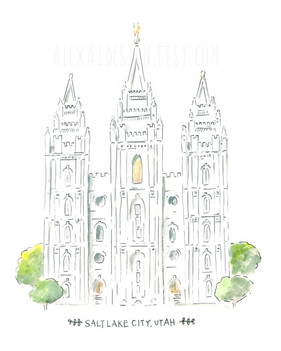 570x713 Salt Lake Temple Az212 Lds Temple Watercolor Print Lds Etsy
