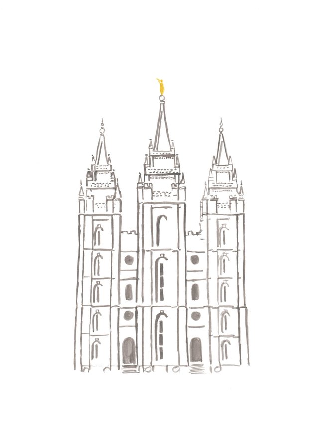 642x894 Simple Salt Lake Temple Watercolor Printable Lds Temple Art Etsy
