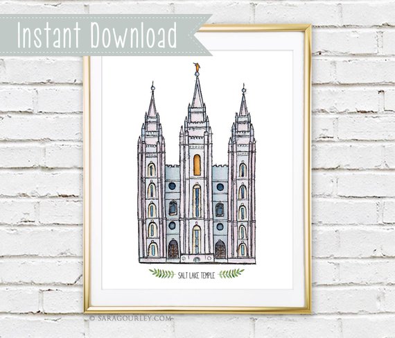570x487 Instant Download Salt Lake Temple Watercolor Art Print Etsy