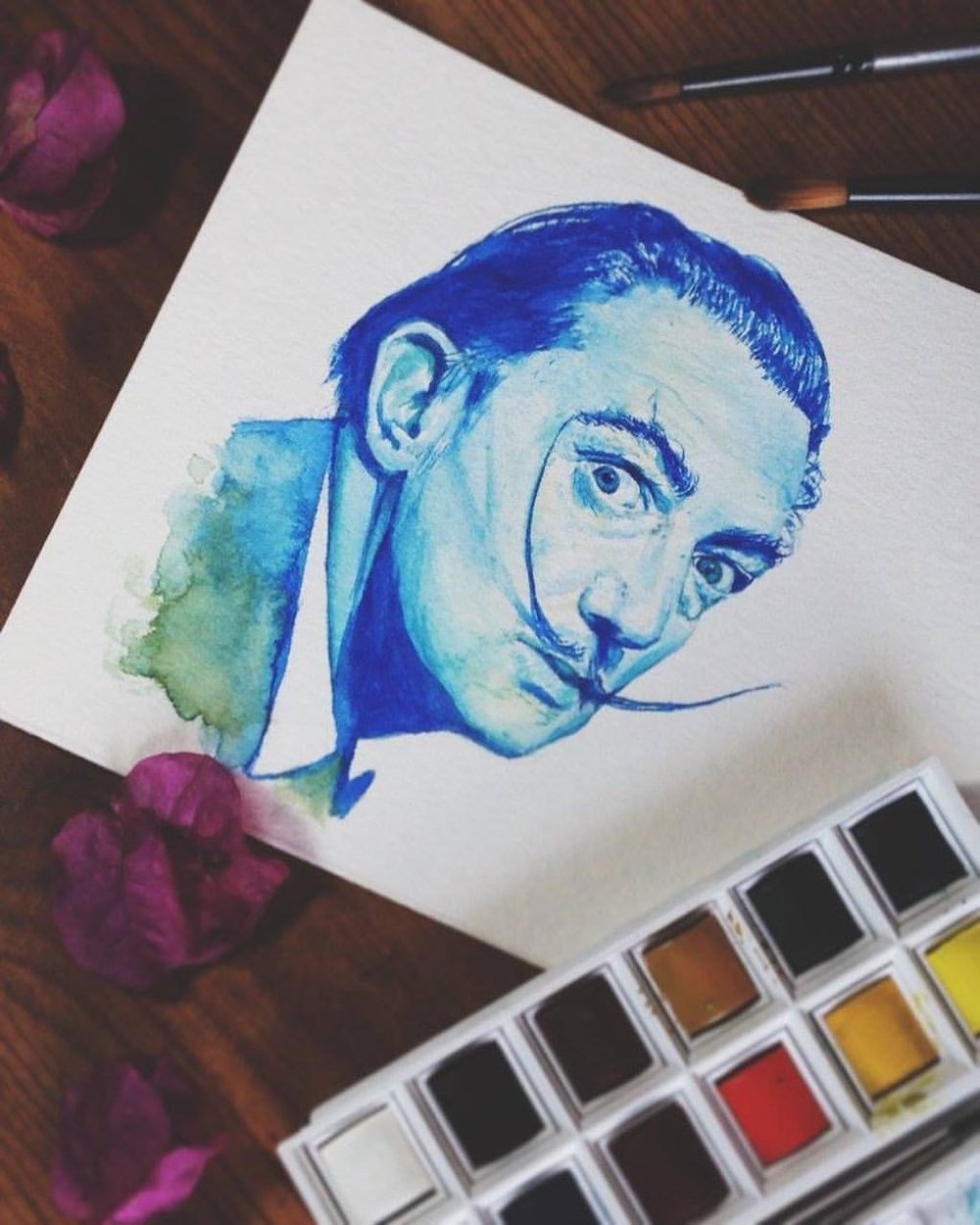 1000x1250 Salvador Dali Original Watercolor Painting Shumaker Art