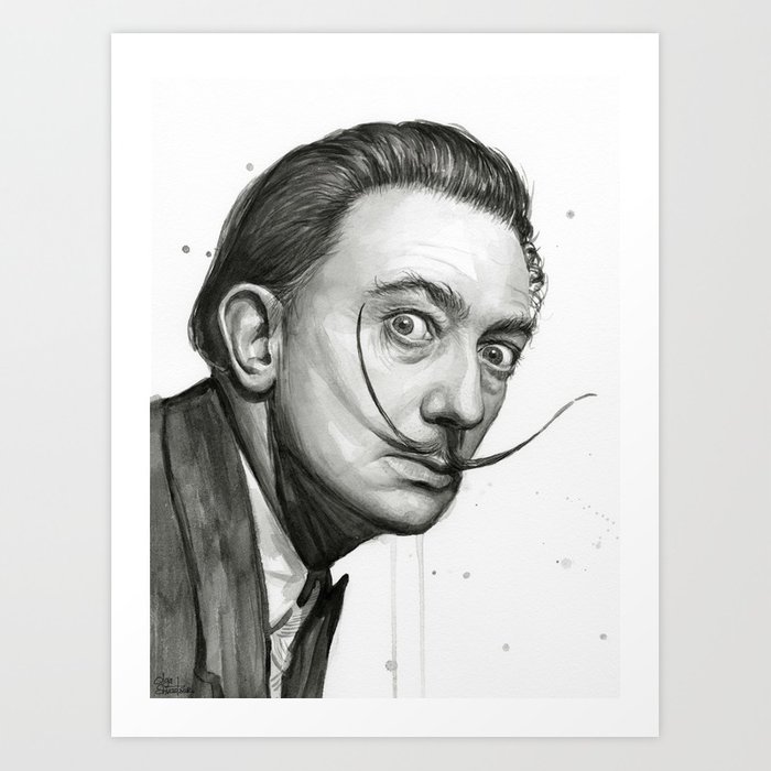 700x700 Dali Artist Watercolor Portrait Art Print By Olechka Society6