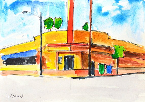 570x402 Hillcrest The Brass Rail San Diego Watercolor Painting Etsy