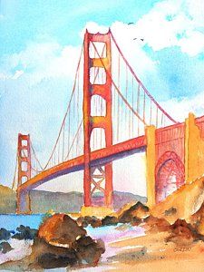 225x300 San Francisco Watercolor Painting