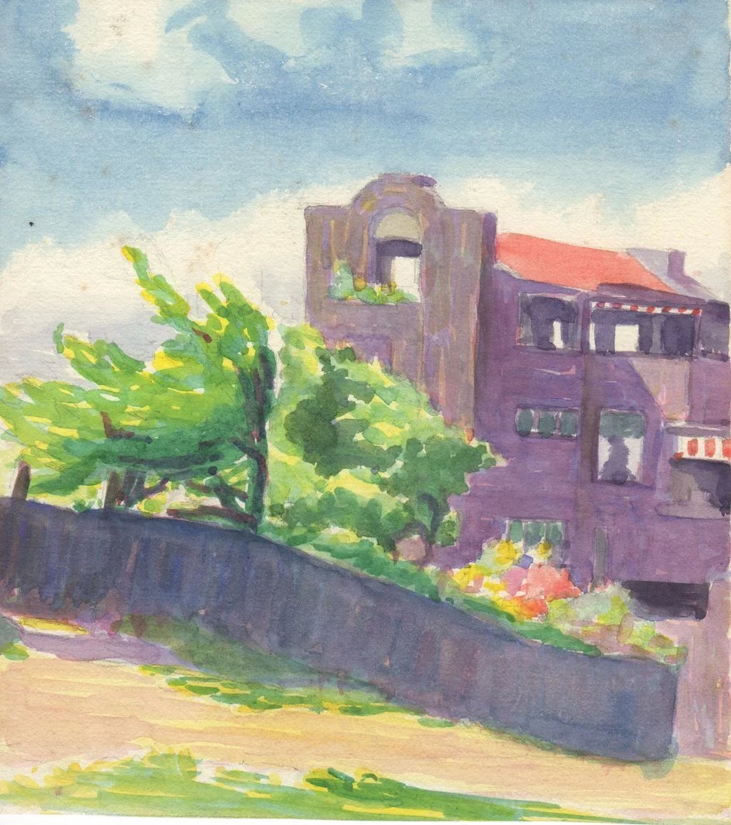 1024x1155 Vintage San Francisco Watercolor By Mystery Artist Antique