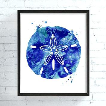 354x354 Sand Dollar Art Print Watercolor Coastal Wall Border Clipart