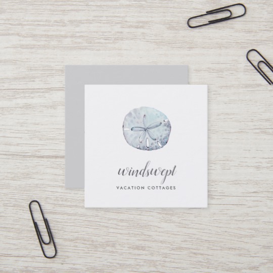 540x540 Watercolor Sand Dollar Square Business Card