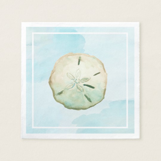 540x540 Blue Watercolor Sand Dollar Napkin