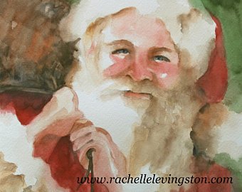 340x270 Santa Claus Watercolor Print Portrait St Nick Painting Etsy