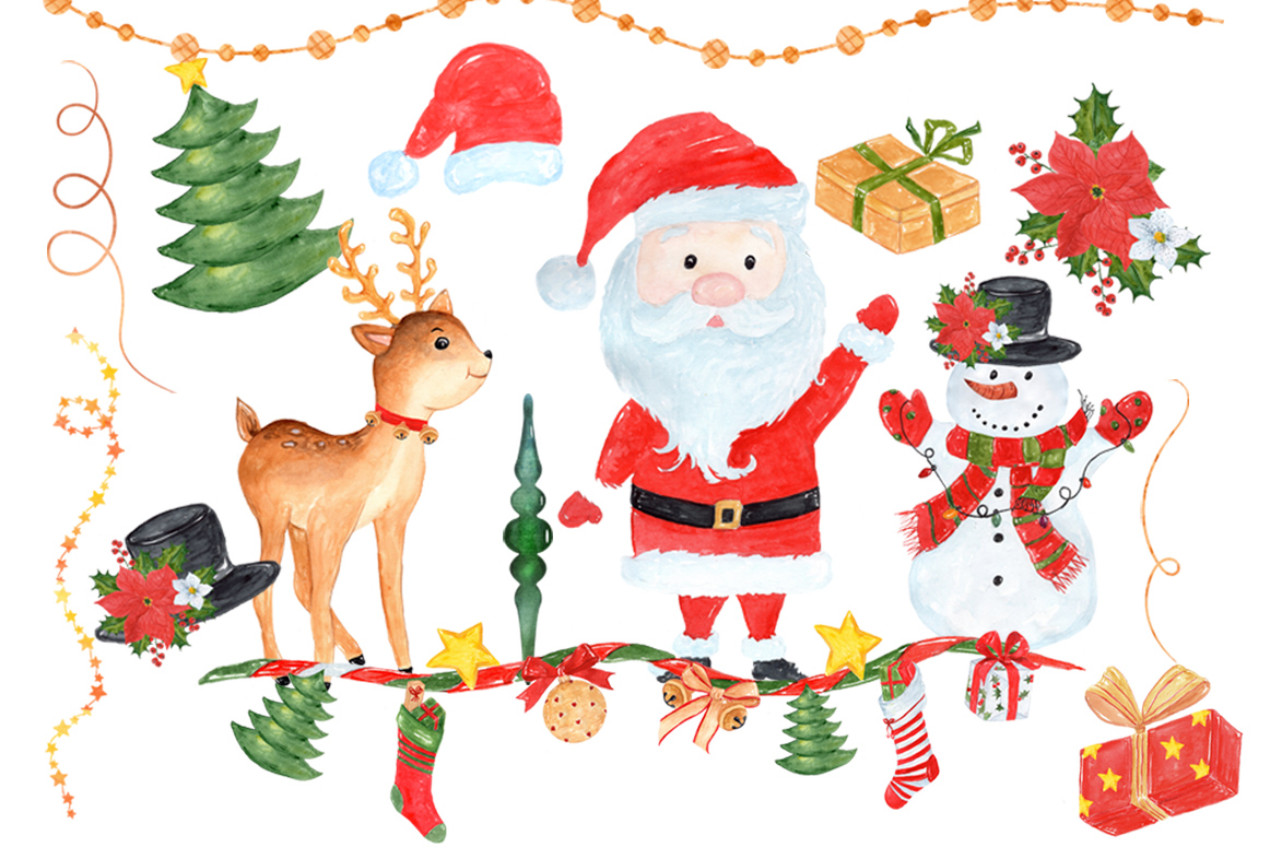 1162x775 Santa Clipart Watercolor ~ Frames ~ Illustrations ~ Hd Images