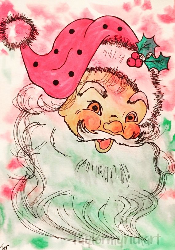 570x812 Watercolor Santa Claus Etsy