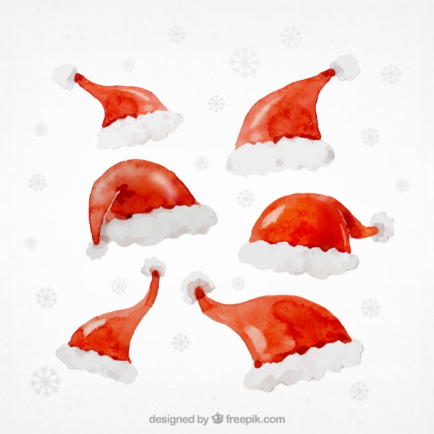 626x626 Watercolor Santa Claus Hats Vector Free Download