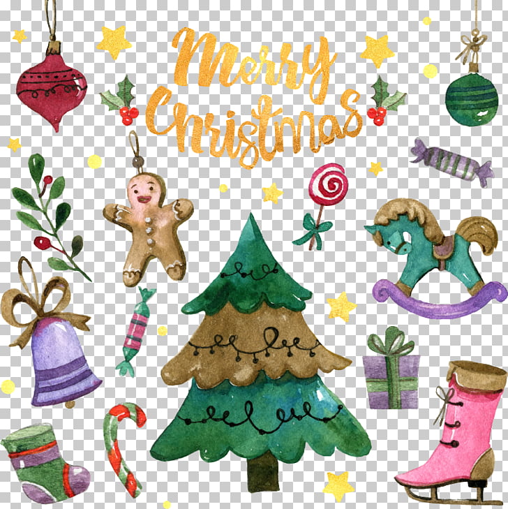 728x729 Christmas Tree Santa Claus , Hand, Painted Watercolor Christmas