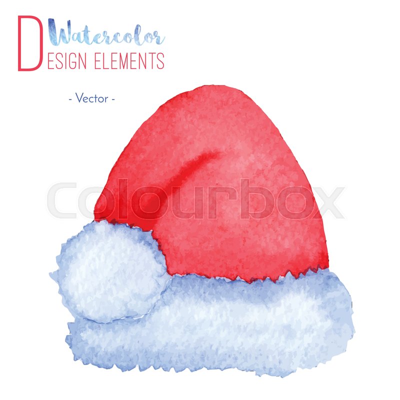 800x800 Hand Painted Watercolor Santa Claus Red Hat. Watercolour Christmas