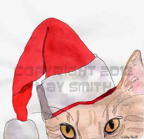 600x582 Kaysmithbrushworks Cat In Santa Hat