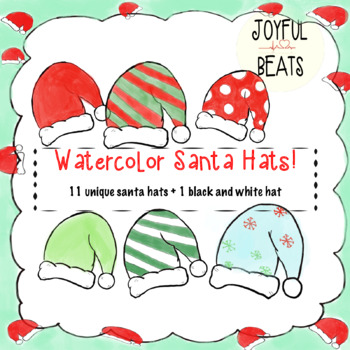 350x350 Watercolor Santa Hat Clipart By Joyful Beats Teachers Pay Teachers