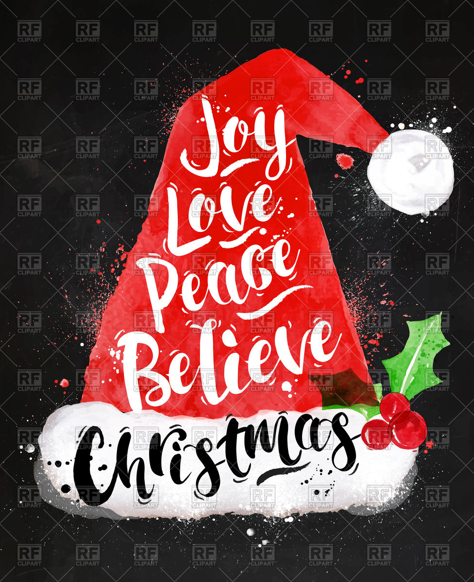976x1200 Watercolor Christmas Poster With Santa Hat Vector Image Vector