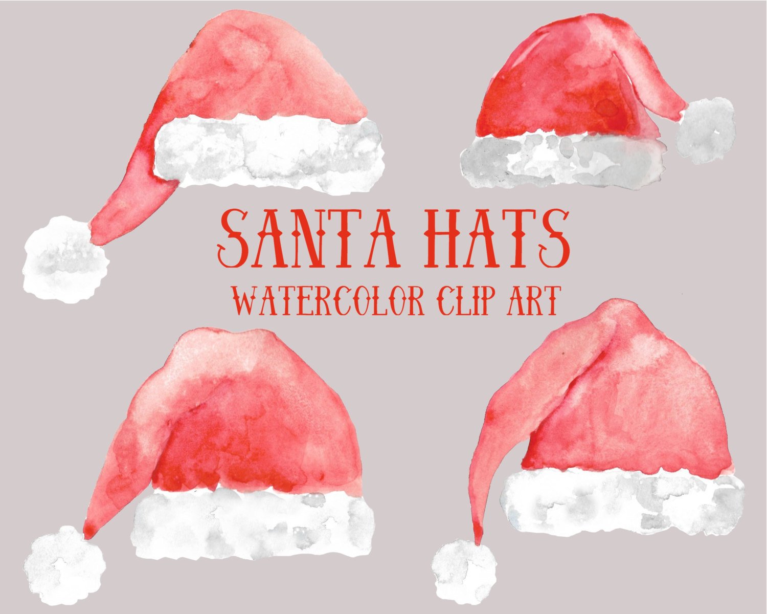 1500x1200 Buy 3 For 9 Usd Santa Hats Watercolor Christmas Handpainted Etsy