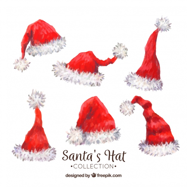 626x626 Set Of Santa Claus Watercolor Hats Vector Free Download