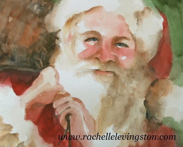 642x514 Watercolor Santa Painting. For Christmas. For Her. Christmas Etsy