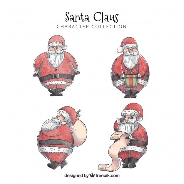 626x626 Watercolor Santa Claus Set Vector Free Download