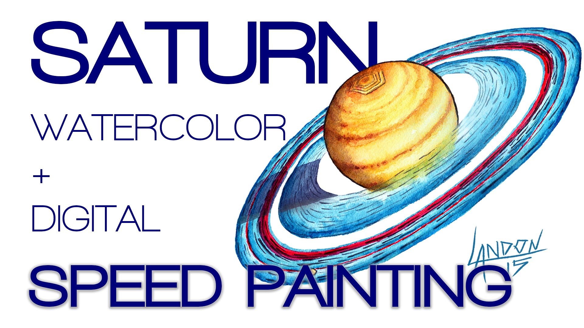 1920x1080 Saturn Watercolor Speed Painting
