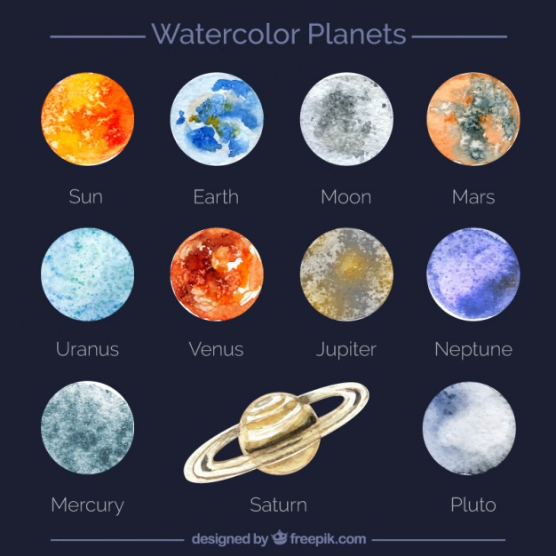 626x626 Watercolor Planets Vector Free Download
