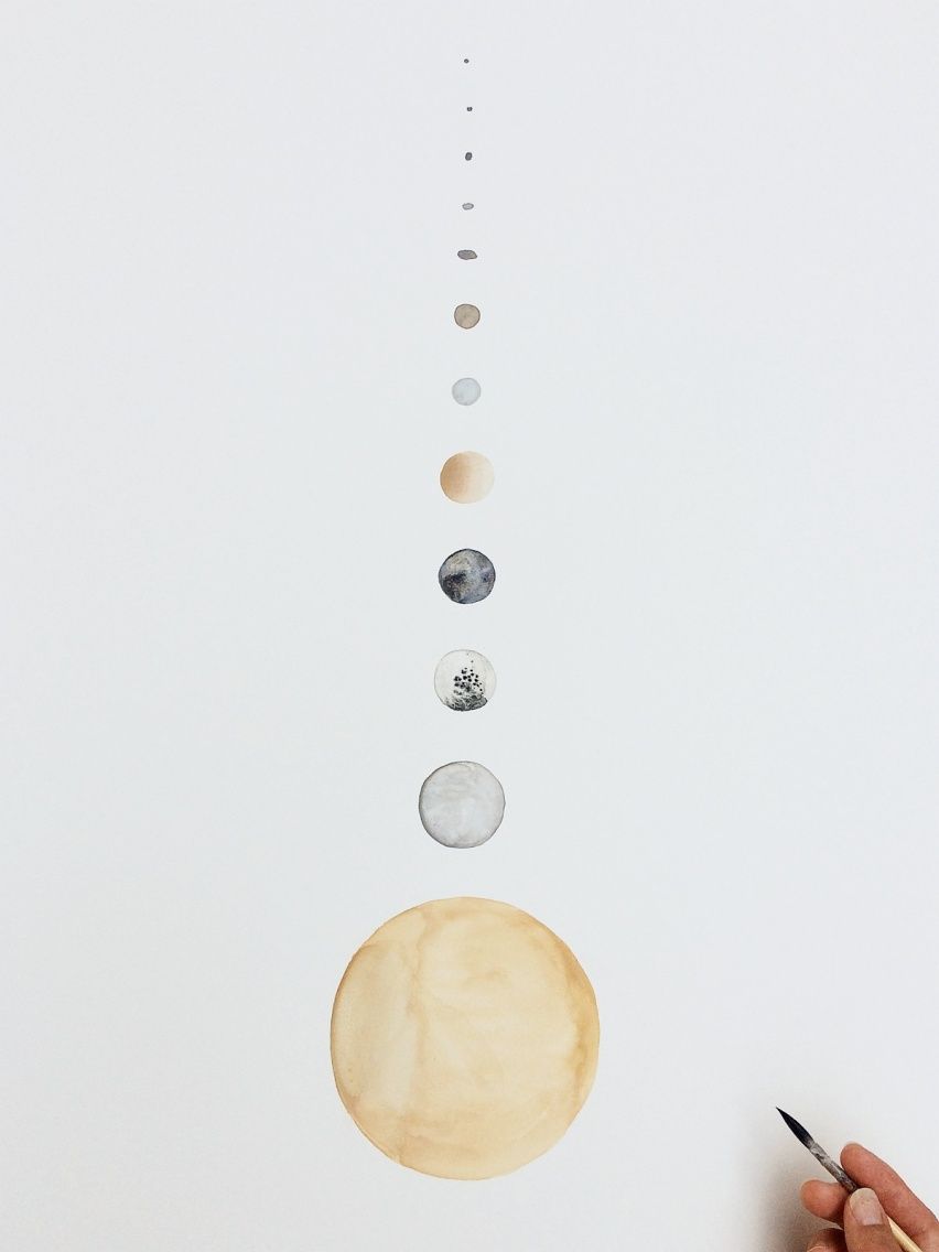 852x1136 Moons Of Saturn Watercolor On Clay On Panel 22 X 30 Www