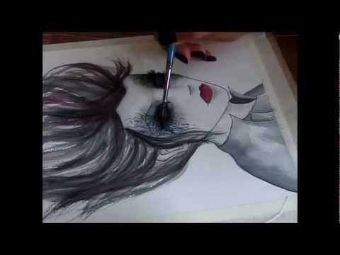 480x360 Watercolor Speed Painting Mysterious Creepy Lady By Tj Lubrano