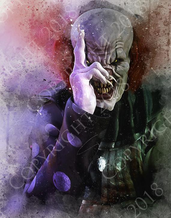 570x726 Creepy Clown Halloween Decor Horror Art Clown Watercolor Etsy