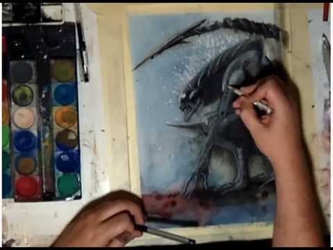 480x360 Alien Water Color Painting