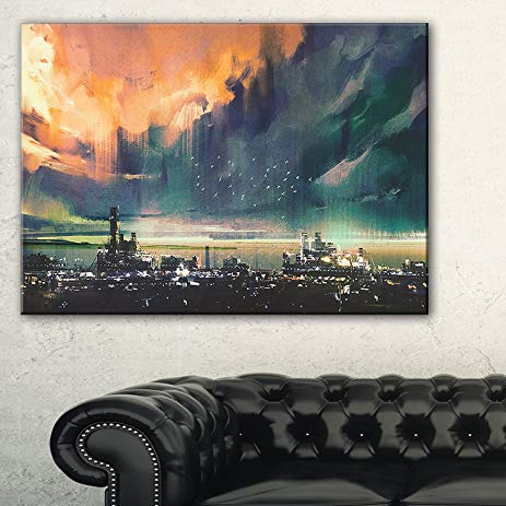 463x463 Abstract Sci Fi City Watercolor Large Photography