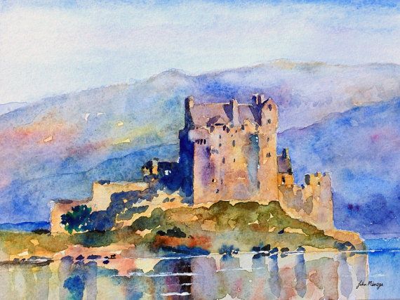 570x427 Eilean Donan Castle Scotland, Print Of Watercolour By John Menage