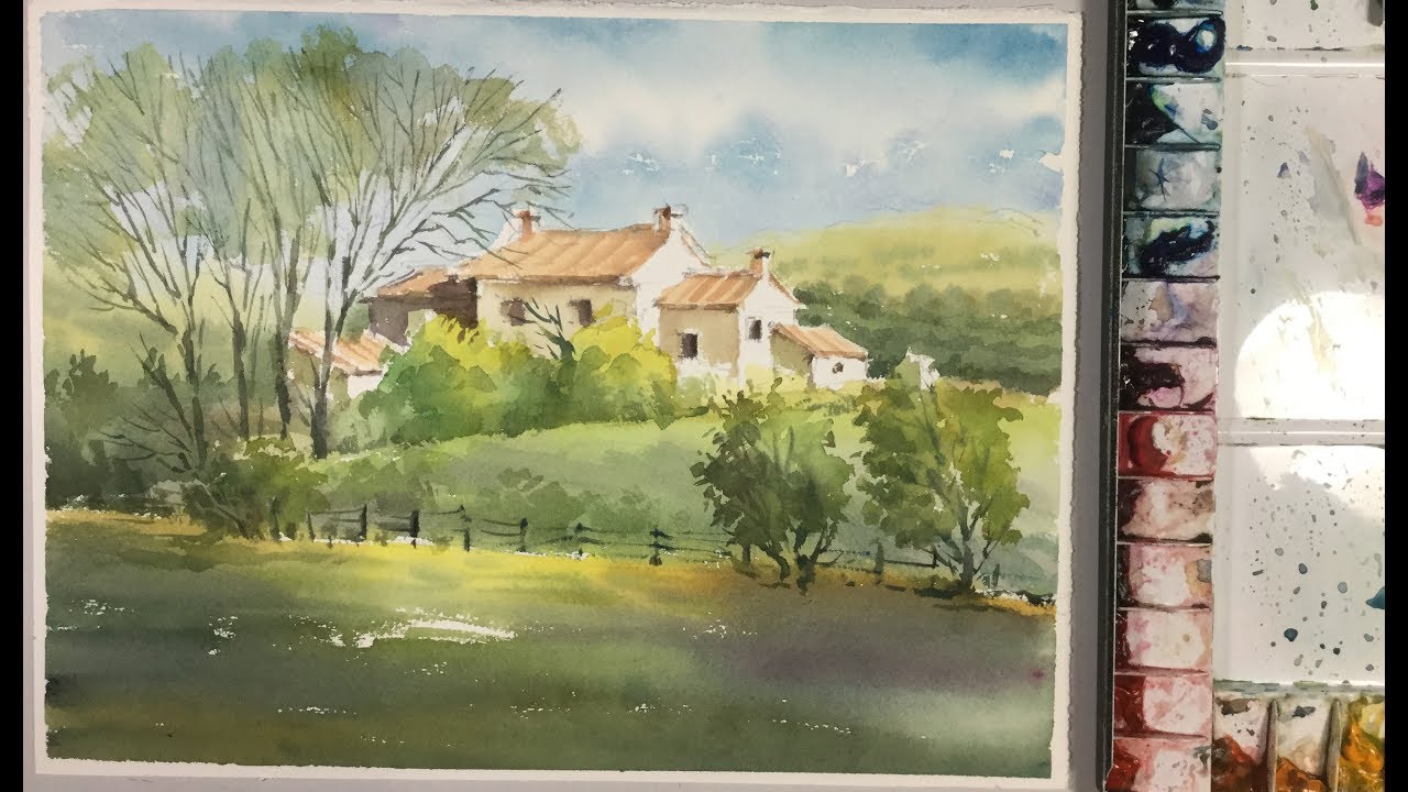 1280x720 Watercolor Landscape Painting Scotland Countryside