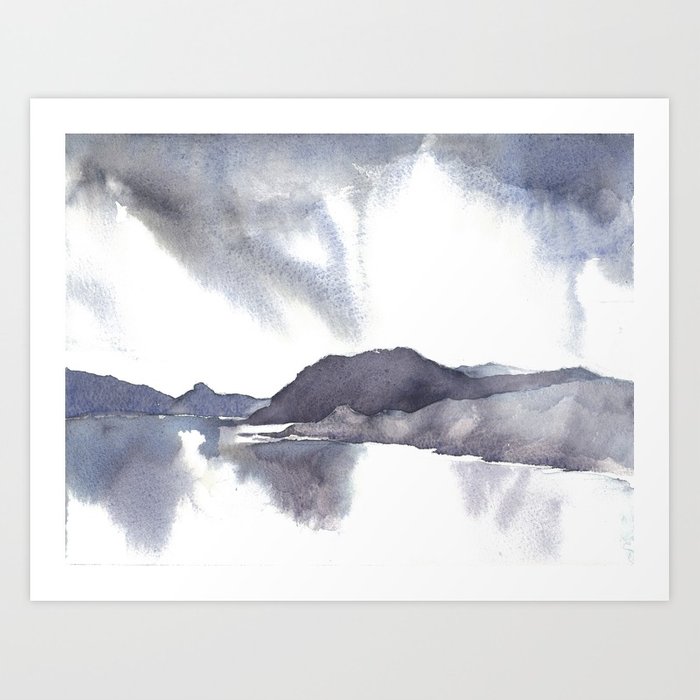 700x700 Watercolor Scotland Loch Art Print By Annequaife Society6