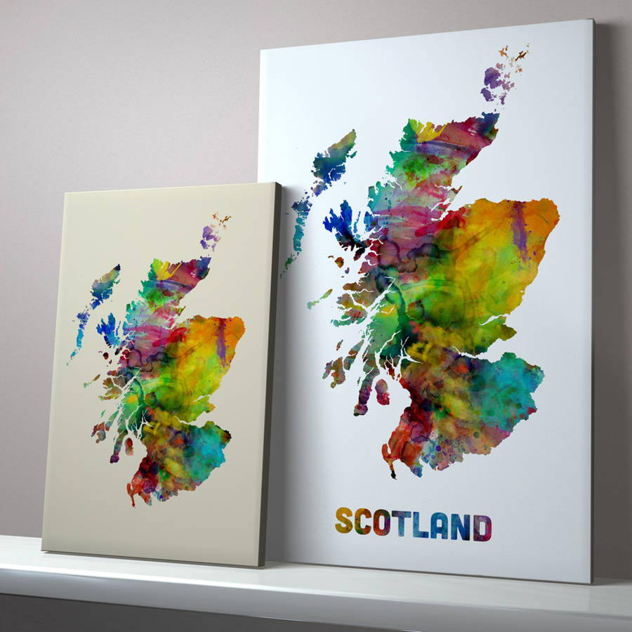 900x900 Scotland Map Watercolour Print By Artpause