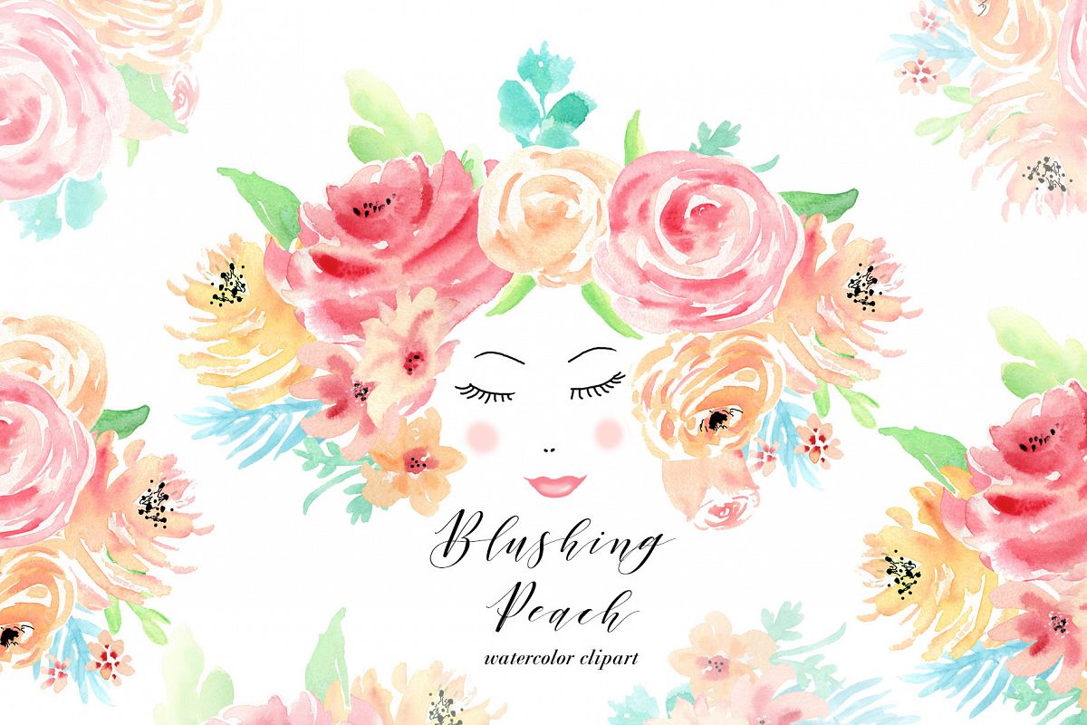 1200x800 Watercolor Flowers Clip Art. For Wedding Invitations, Scrapbook